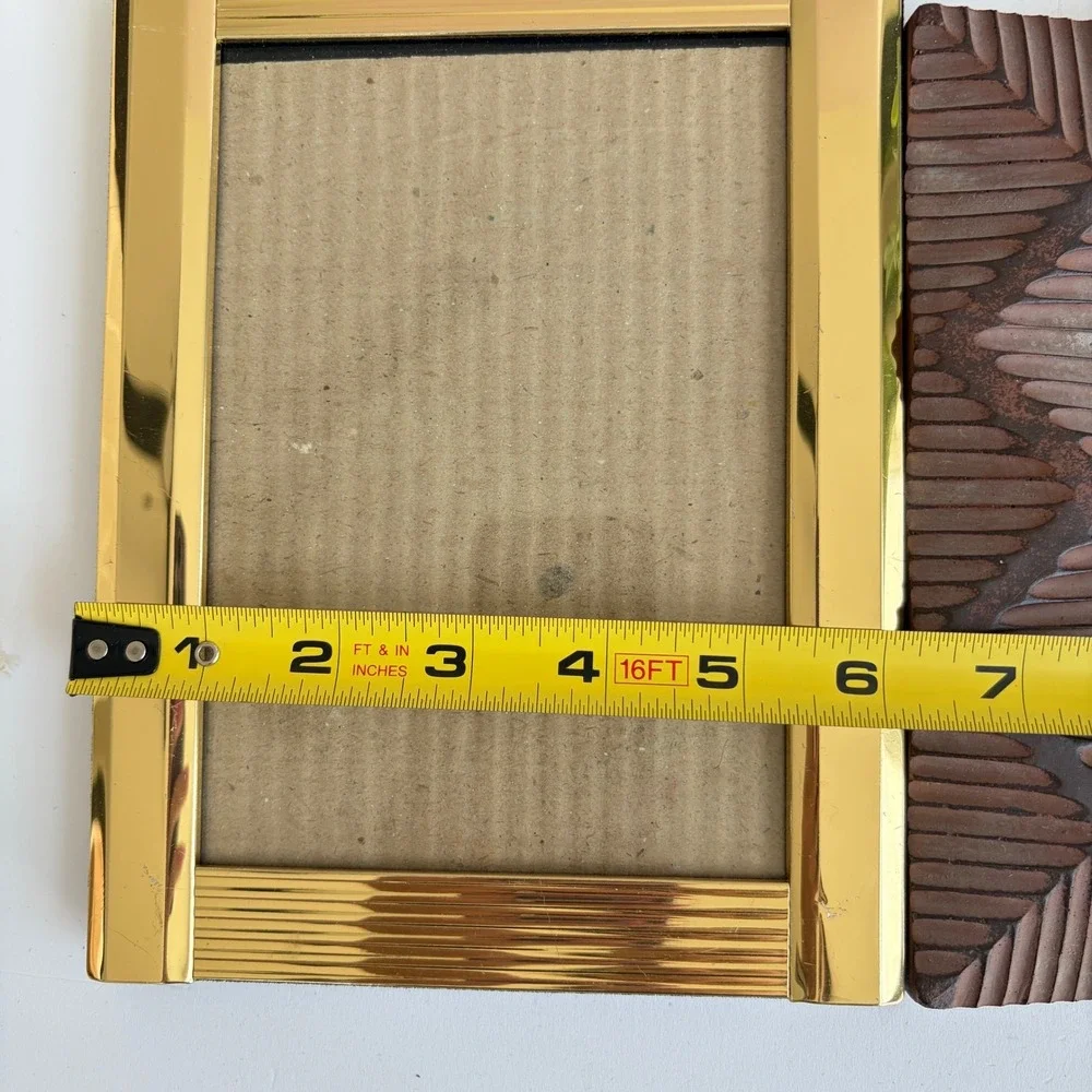 Vintage Picture Frame Set Gold Metal Wood Pier 1 Carved Textured 3 Piece Bundle